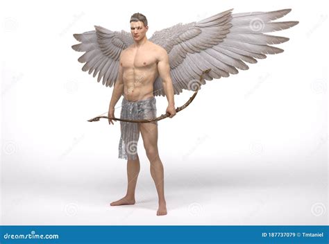 render  portrait   male angel holding  bow   hand