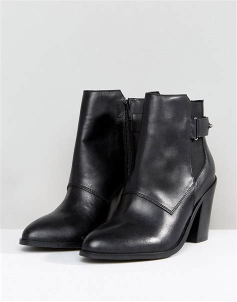 asos asos effina wide fit leather ankle boots  black lyst