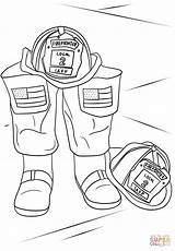 Coloring Firefighter Helmet Boots Pages Drawing Fire Printable sketch template