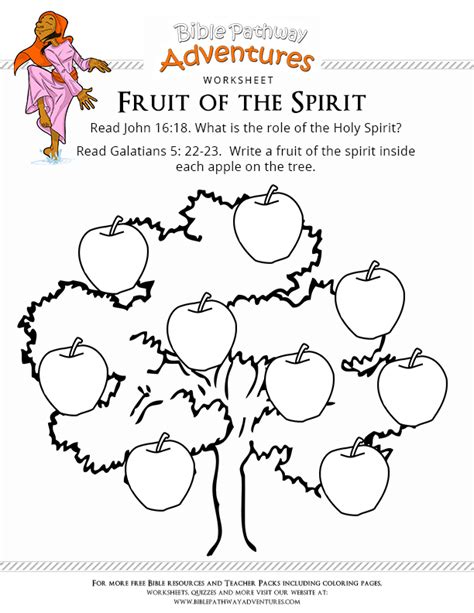 enjoy   bible worksheet fruit   spirit fun  kids