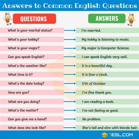 answers  common english questions esl learn english