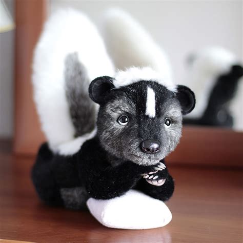 realistic stuffed animal plush skunk art doll soft lifelike etsy