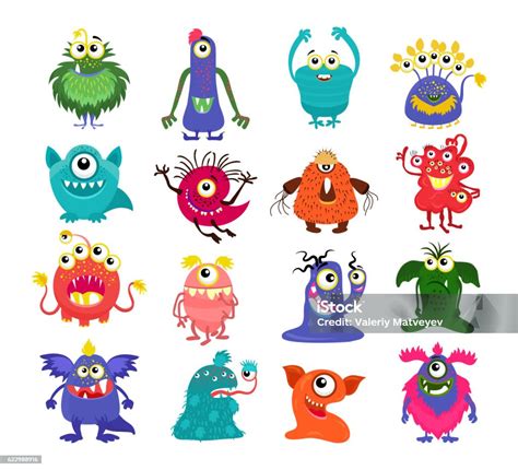 cartoon cute monsters set stock illustration  image