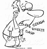 Coughing Cartoon Sick Wheezing Smoking Coloring Man Vector Gasping Outline Smoker Ron Leishman Royalty sketch template