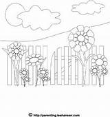 Coloring Garden Fence Picket Pages Flowers Printable Flower Summer Para Colorir Fencing Designs Color Leehansen Parenting 11kb 300px Jardim Encantado sketch template