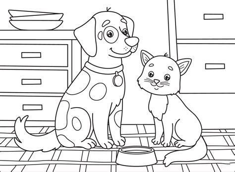 coloring page cat  dog reviewme benny