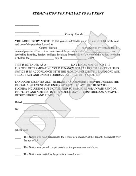 eviction notice  squatters  lease agreement  florida form printable form templates