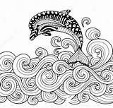 Zentangle Dolphin Coloringpagesfortoddlers sketch template