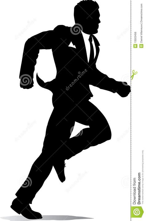 outline of a business man running stock vector