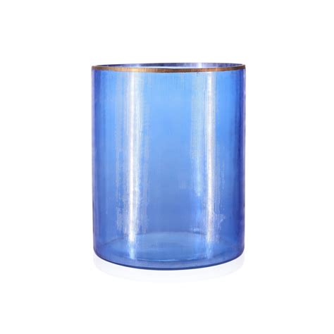 Blue Ribbed Glass Candle Holder Duchess And Butler