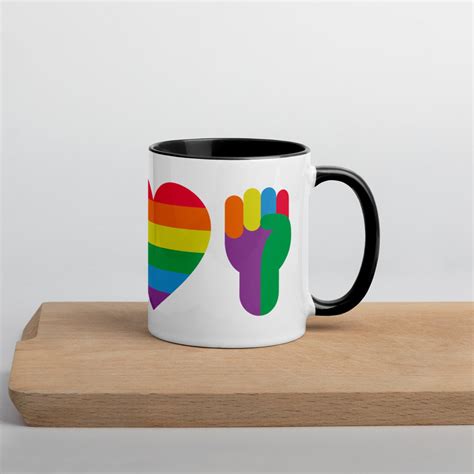 Peace Love Pride Lgbtq Pride Cup Mug With Color Inside Etsy