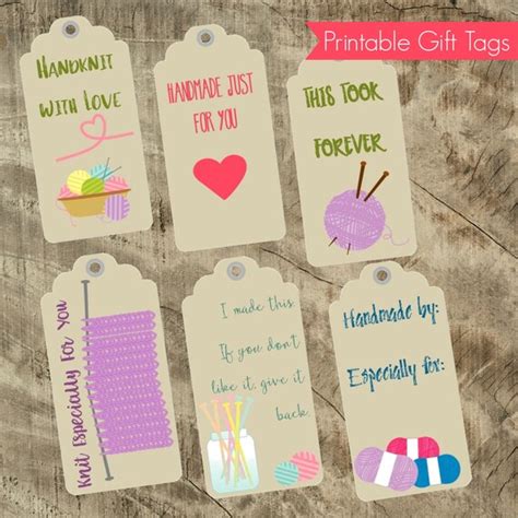 printable knitting themed gift tags  care instructions