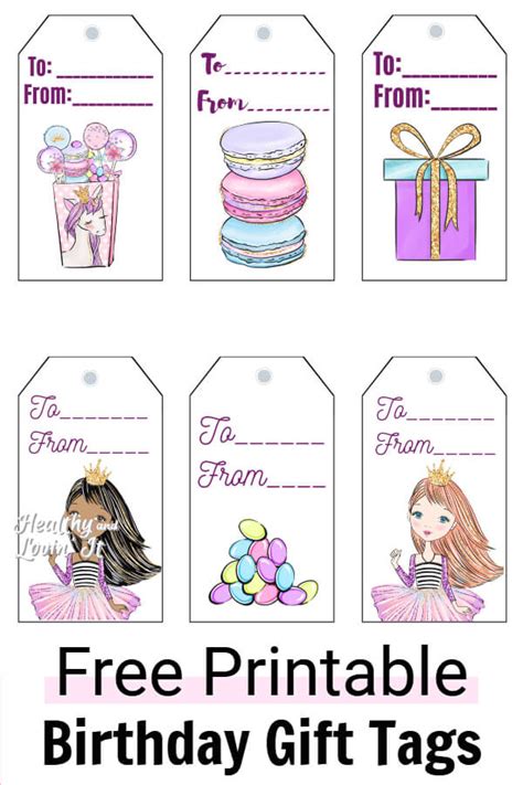 printable birthday gift tags  cute variations