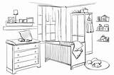 Baby Room Sketch Illustrations Interior Pylypchuk25 Graphics sketch template