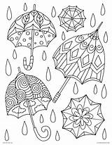 Coloring Pages Spring Summer Rain Printable Adults Kids Umbrellas sketch template