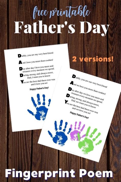 printable fathers day fingerprint poem  kids
