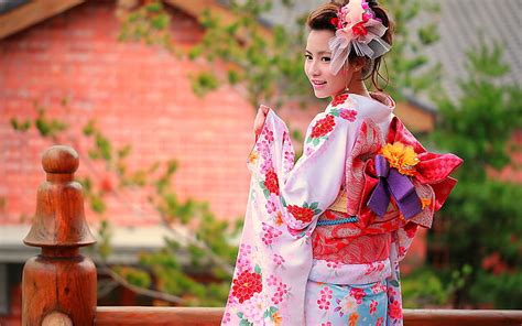 hd wallpaper beautiful japanese girl kimono umbrella women s pink