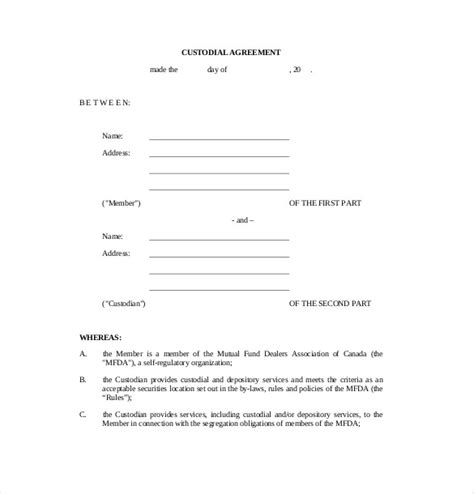 custodian agreement template merrychristmaswishesinfo