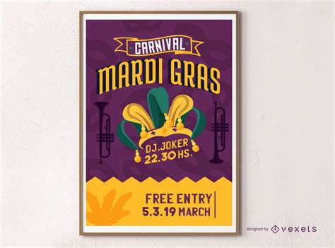 Carnival Mardi Gras Poster Design Vector Download