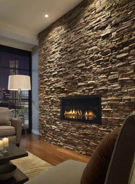 ideas wall light fireplace stacked stones   stone wall