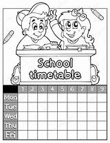 Timetable Coloring Horaire Depositphotos sketch template