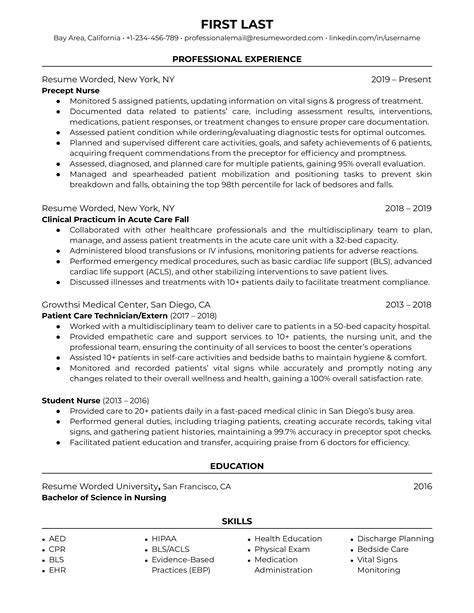 nicu nurse resume    resume worded