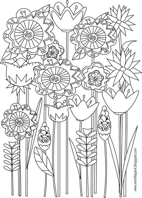 printable floral coloring page ausdruckbare malseite freebie spring coloring pages