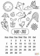 Coloring Calendar May Pages Printable Drawing sketch template