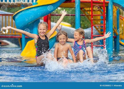 kids playing   swimming pool stock photo image