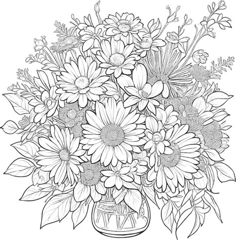 premium vector flowers peonies   vase coloring page vector