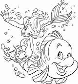 Coloring Disney Pages Printable Ariel Princess Colouring Kids Easy Adults Print Sheet Flounder Children Sheets Mermaid Color Adult Book Cool sketch template