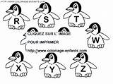 Alphabet Coloring Penguins Pages Book sketch template