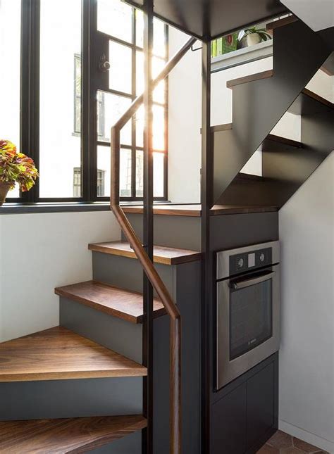 stairs stove contemporary kitchen