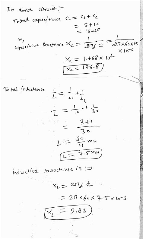 solved calculate total capacitive reactance  total inductive reactance  hero
