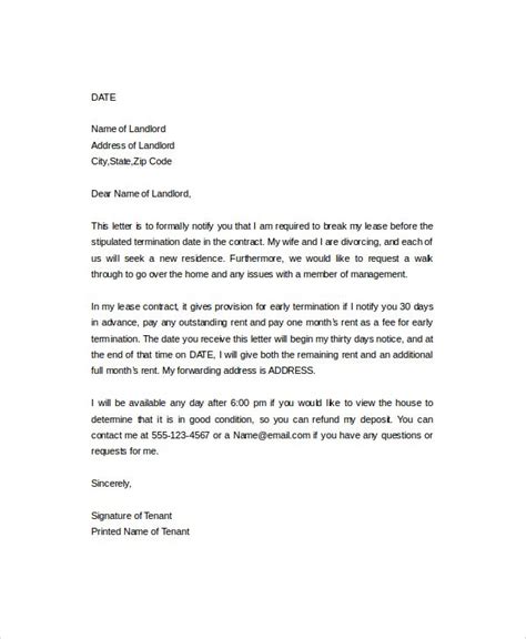 breaking lease due  job relocation letter sample
