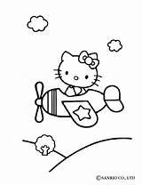 Kitty Hello Coloring Pages Airplane Hellokids sketch template