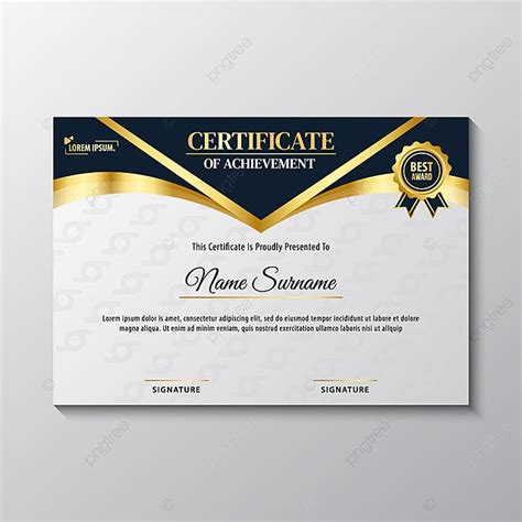 certificate template  luxury blue color  gold medal template