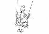 Swinging Sit Bambina Seduta Gioco Disegno Continuous Continuo Palate sketch template