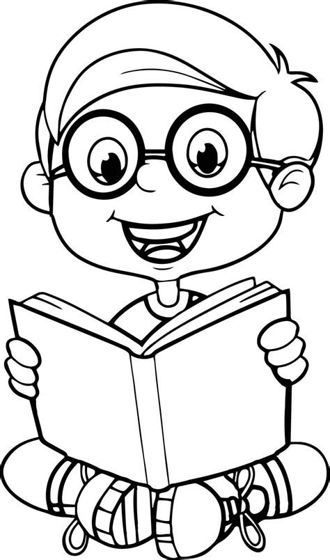 child reading coloring page  getdrawings