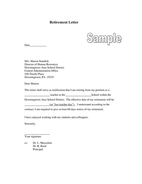 letter  retirement format   write  letter  retirement