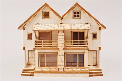 duplex wooden house model kit ho scale  miniature home kits sets diorama ebay cafe