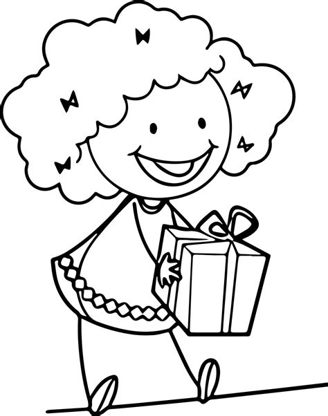 cool give  surprise girl happy coloring page  kitty colouring