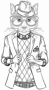 Coloring Cool Pages Cat Adults Fat Book Adult Boys Cats Hipster Printable Books Color Sheets Animal Edward Scissorhands Colouring Kids sketch template