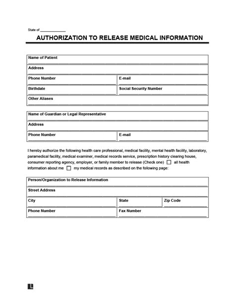 medical records release hipaa form  word