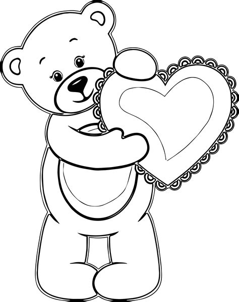 awesome girl bear heart coloring page teddy bear coloring pages mom