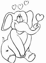 Coloring Elephant Pages Elephants Heart sketch template