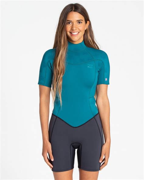 wetsuits billabong womens mm synergy  zip springsuit pacific