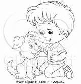 Boy Puppy Clipart Petting Kneeling Outlined Illustration Royalty Bannykh Alex Vector Copyright sketch template