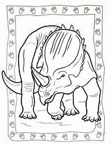 Coloring Dinosaurs Kids Triceratops Color Pages Simple Children sketch template