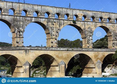 Pont Du Gard Roman Aqueduct France Editorial Photo